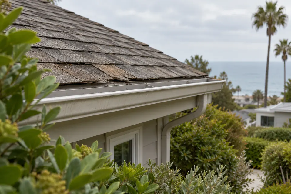Generated illustration of a residential roof edge in Santa Monica.
